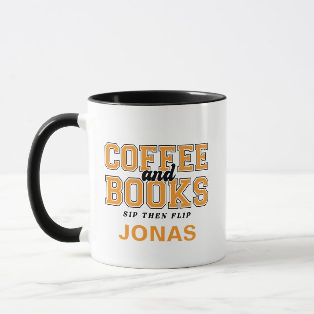 Taza Coffee and Books Sip Then Flip Bookworm Orange (Izquierda)