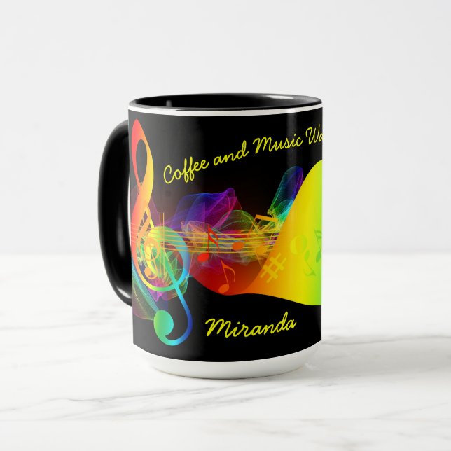 Taza Coffee and Music Lover Notas musicales Editar nomb (Anverso izquierdo)