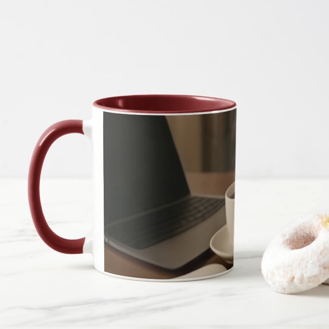 Taza "Coffee & Clicks Mug – Steam, Shopping, and Lap (Con donut)