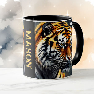 Taza Coffee de regalo de nombre personalizado de tigre