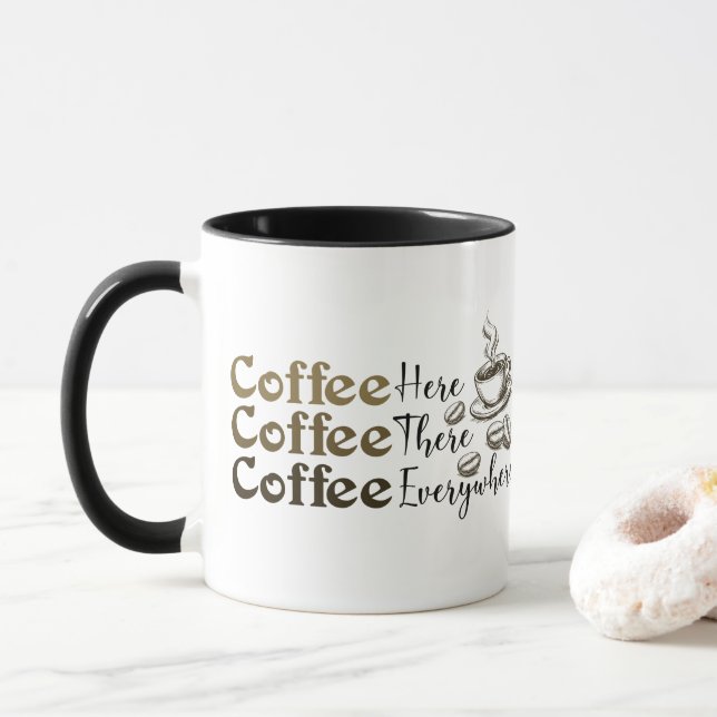 Taza Coffee Everywhere Ceramic Mug for Coffee Lovers (Con donut)