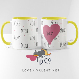 Taza Coffee Fiend Teetotaler "Mine" Hearts Love
