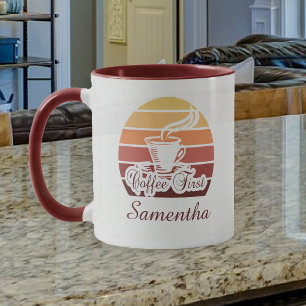 Taza Coffee First Custom Name Mug