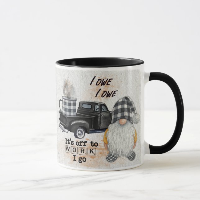 Taza Coffee Gnome Cita de Camión Mug Placa Blanco-Negro (Derecha)