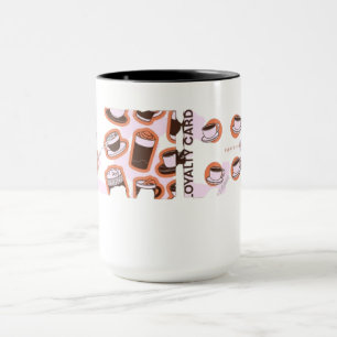 Taza Coffee Loyalty Card Pattern Mug - Cute Coffee Shop