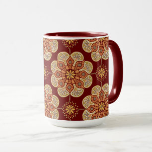 Taza Coffee Mug con medallón de oro en vino