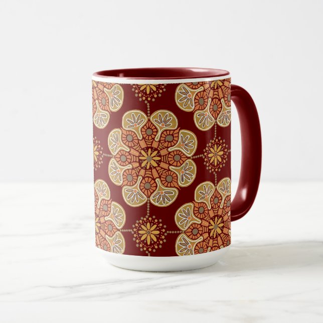 Taza Coffee Mug con medallón de oro en vino (Anverso derecho)