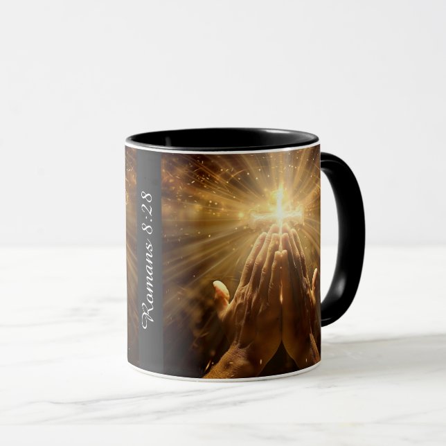 Taza Coffee Mug, Cristiano "Romanos 8:28" (Anverso derecho)