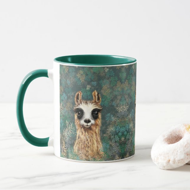 Taza Coffee Mug de Llama Graciosa (Con donut)