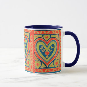 Taza Coffee Mug decorativo con 'Heart' Ringer