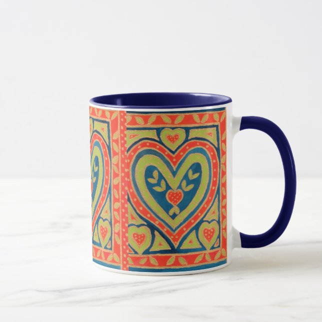 Taza Coffee Mug decorativo con 'Heart' Ringer (Derecha)