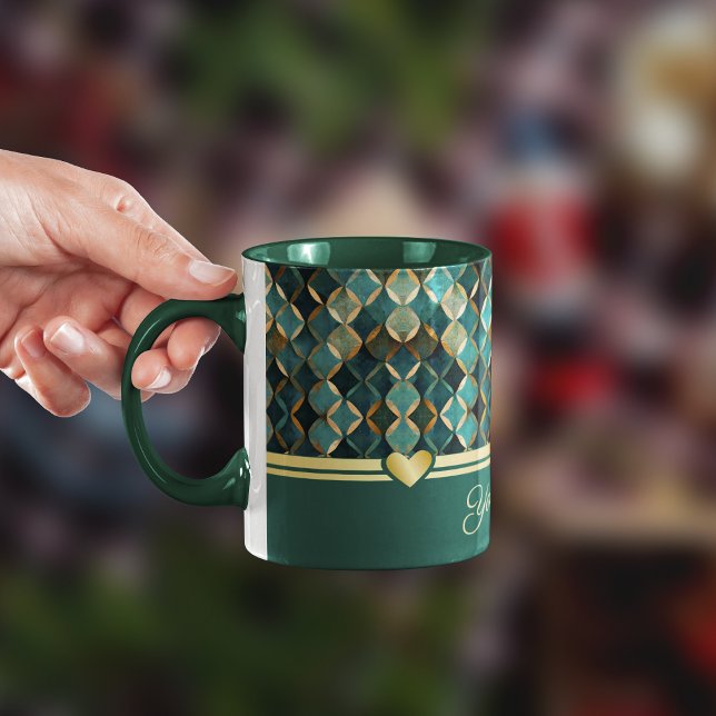 Taza Coffee Mug elegante de oro verde azulado (Subido por el creador)