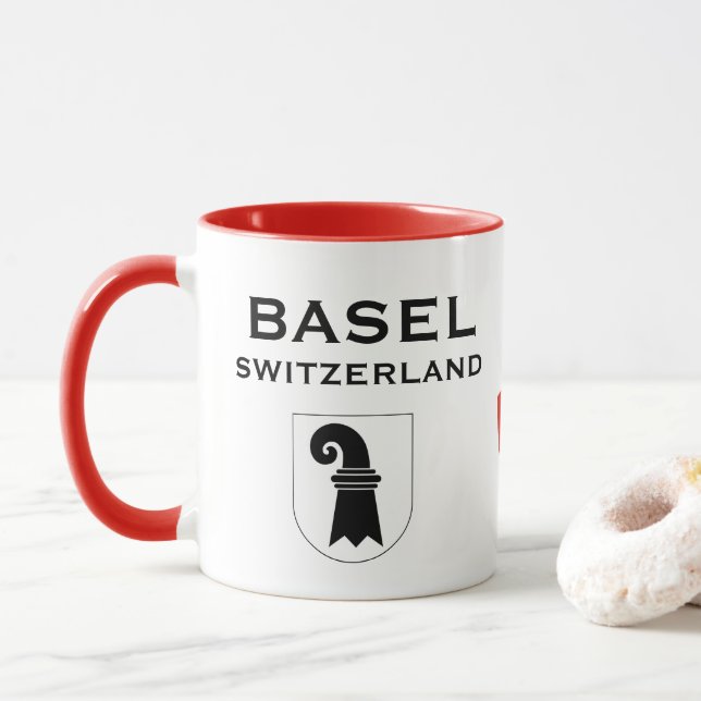 Taza Coffee Mug Escudo de Basilea Suiza (Con donut)