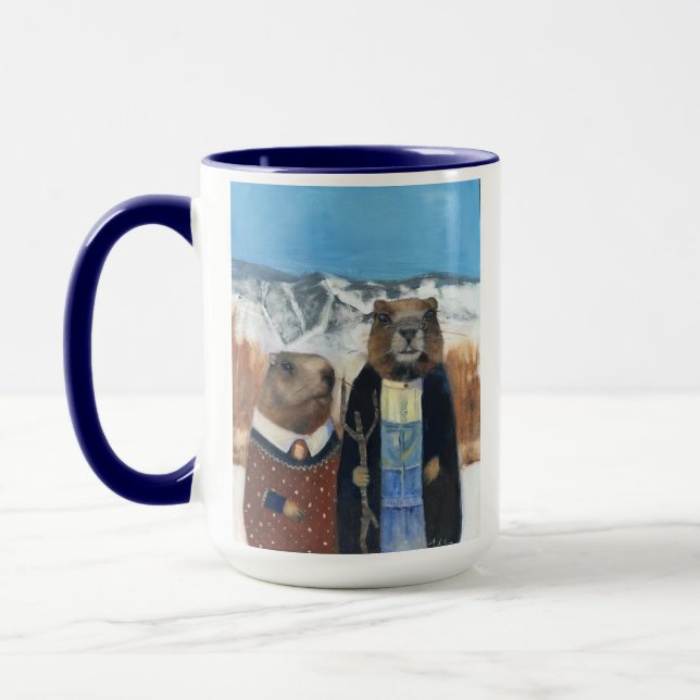 Taza Coffee Mug of Marmots (American Gothic) (Izquierda)