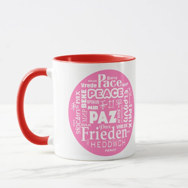 Taza Coffee mug peace en múltiples idiomas (Izquierda)