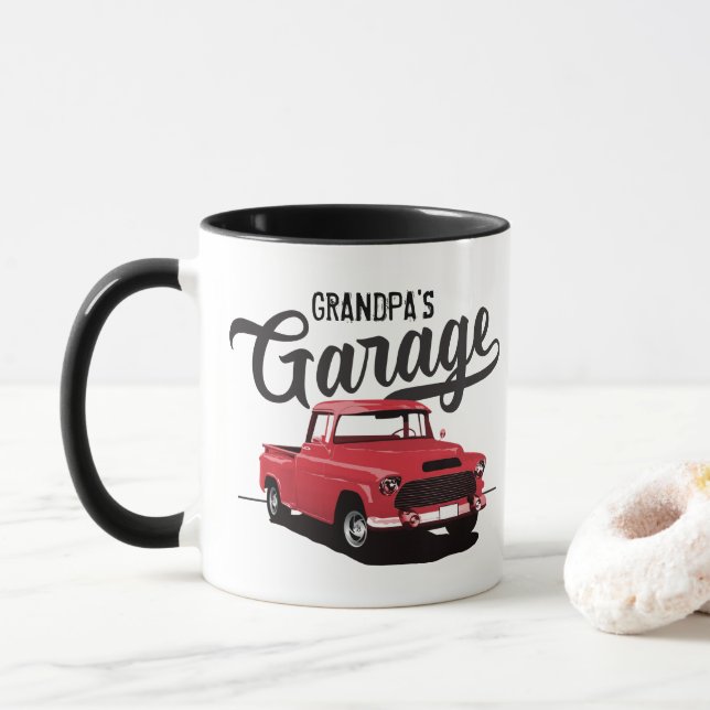 Taza Coffee Mug, Personalizado de Camión Vintage Rojo (Con donut)