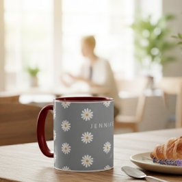 Taza Coffee mug with daisy, cozy coffee mug