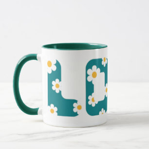 Taza coffee mug with love phrase covered with flowers