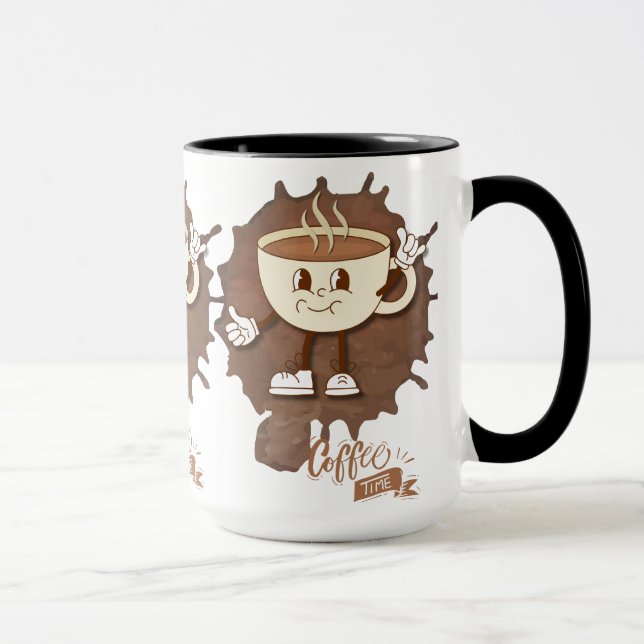 Taza **Coffee Time – Cute Smiling Cup Steam  (Derecha)