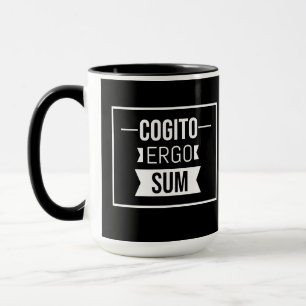 Taza Cogito ergo sum - frase latina -negro
