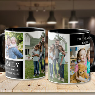 Taza Colage de 3 Fotos Moderno Familia Cita de Amor Neg