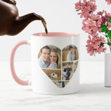 Colage de Fotos Corazón de Amor Personalizado Rosa