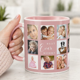 Taza Colage de fotos de madre mamá rosa polvoriento ros