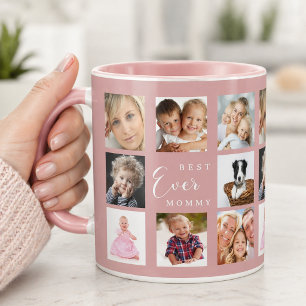 Taza Colage de fotos de madre mamá rosa polvoriento ros