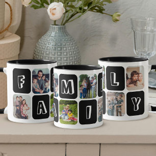Taza Colage de fotos familiar personalizado moderno 6 n
