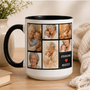 Taza Colaje de Fotos Personalizadas para Abuela Día d