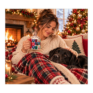 Taza Colcha de patchwork de Labrador Retriever negro pa