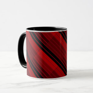 Taza Colcha geométrica de retazos rojos y negros