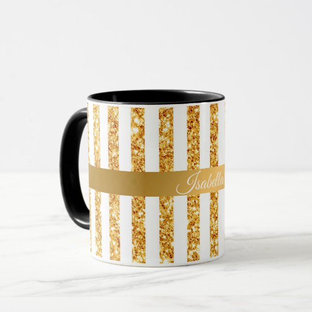 Taza Colección Boho Stripes de Purpurina vertical dorad (Anverso izquierdo)