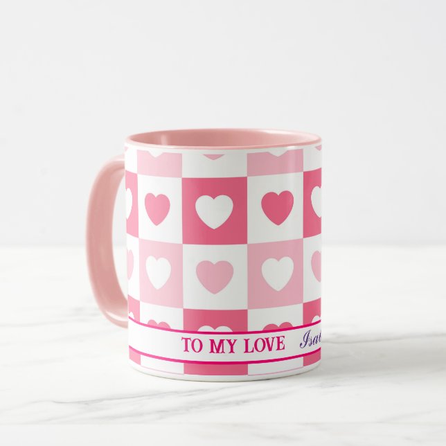 Taza Colección de amor del corazón moderno rosa (Anverso izquierdo)