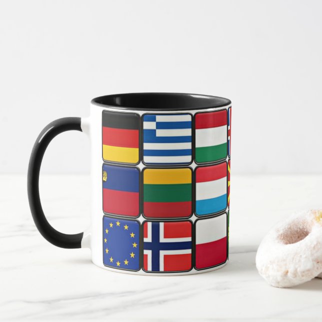 Taza Colección de banderas internacionales, banderas mu (Con donut)