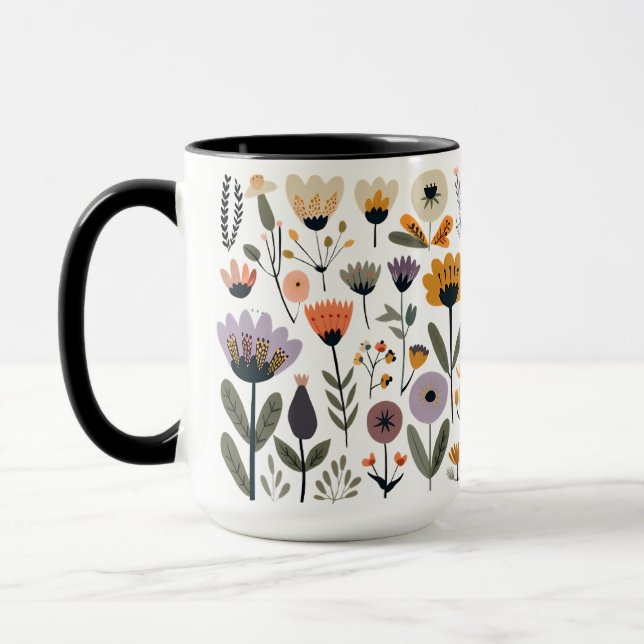Taza Colección de flores vectoriales (Izquierda)