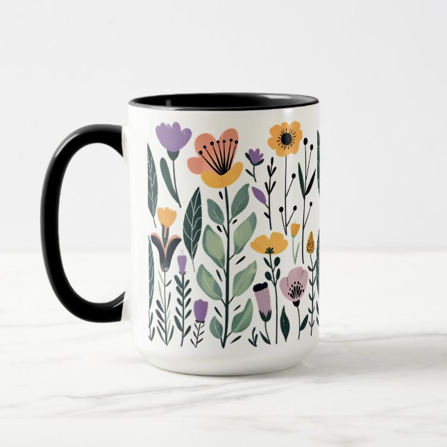 Taza Colección de flores vectoriales (Izquierda)
