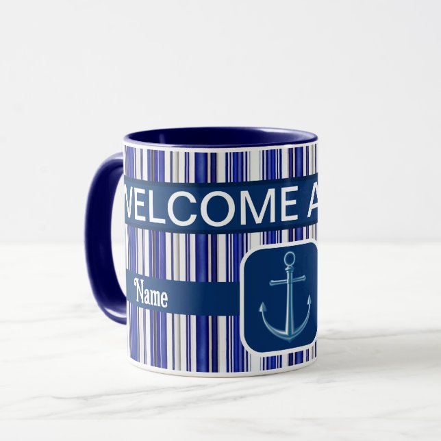 Taza Colección de franjas de barco azul de la marina de (Anverso izquierdo)