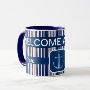 Taza Colección de franjas de barco de moda azul de la m