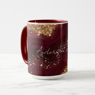 Taza Colección de lujo Burgundy dorada de moda