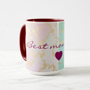 Taza Colección de lujo de moda rosa suave menta dorada