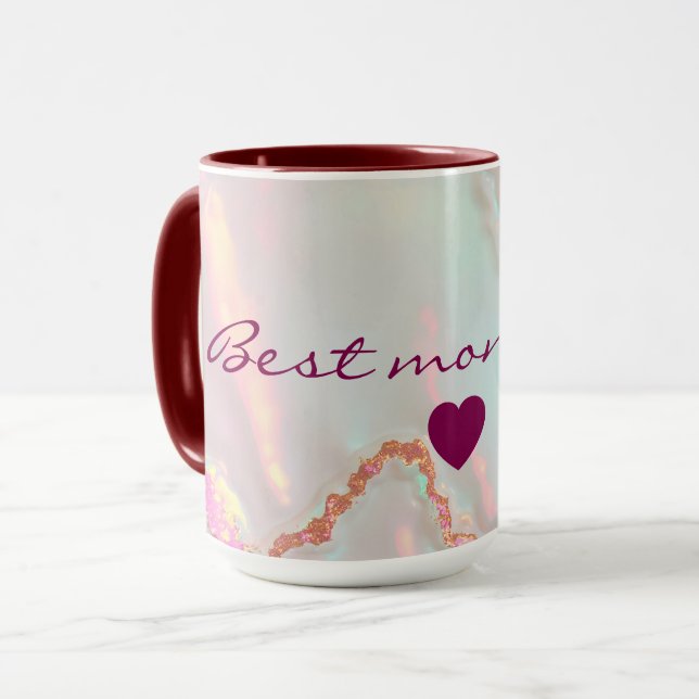 Taza Colección de lujo moderna rosa suave menta dorada (Anverso izquierdo)