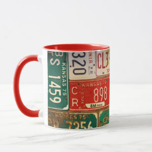 Taza colección de matrículas de rusty retro