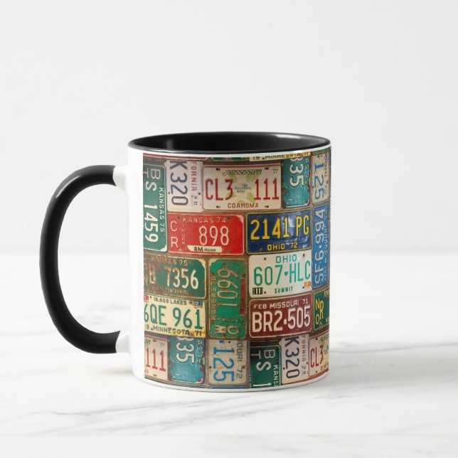 Taza colección de matrículas de vintage (Izquierda)