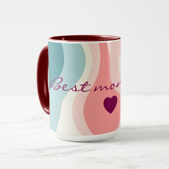 Taza Colección de menta rosa sonrosada abstracta de mod (Anverso izquierdo)