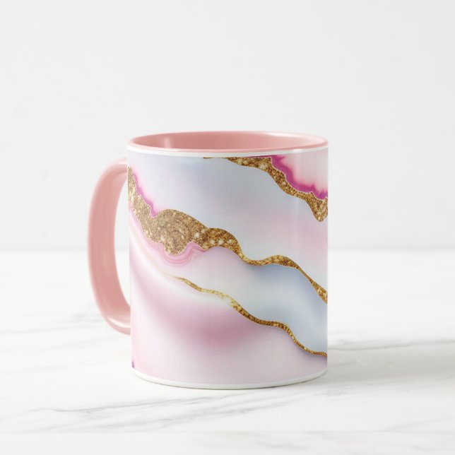 Taza Colección de moda de ácaros de mármol rosa azul cl (Anverso izquierdo)