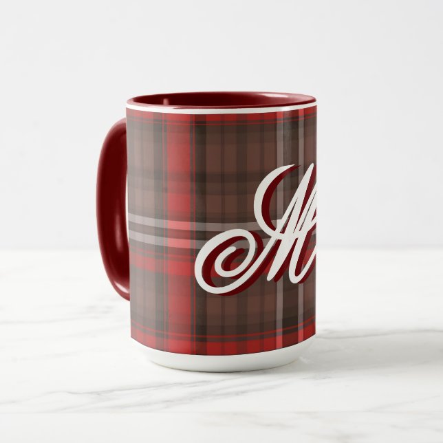 Taza Colección de moda tradicional Tartán Plaid Red Tre (Anverso izquierdo)