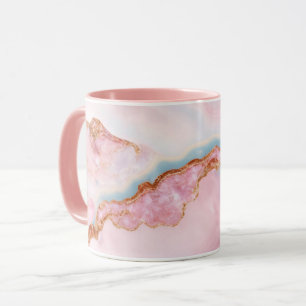Taza Colección de oro rosa azul trendy de Marble Agate