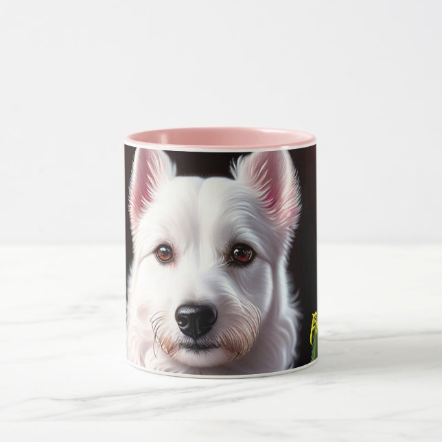Taza Colección De Perros Blancos Y rosas (Centro)