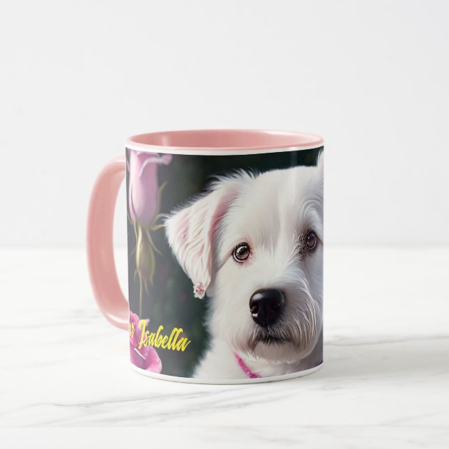 Taza Colección De Perros Pequeños Y Rosas (Anverso izquierdo)